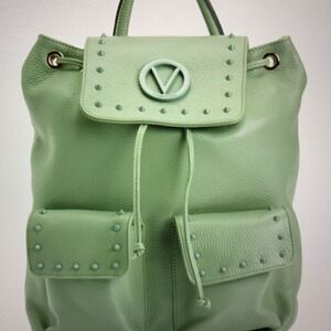 NWT Valentino Backpack Rockstud Green Leather Authentic